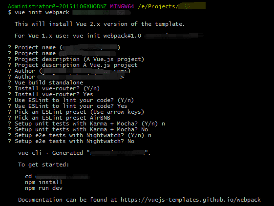 安装 vue-cli webpack 模板