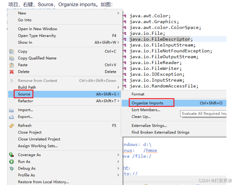 清理整个项目 不需要的import
在项目 鼠标右键 选择 source
