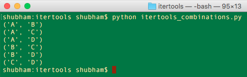 python itertools combinations