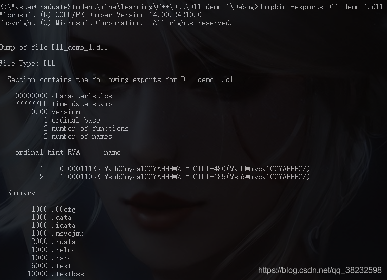 F:\OpenCV4.1.1_Test\2020_01_10\calcuDll\calculate\x64\Release>dumpbin -exports calculate.dll
