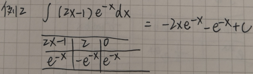 分部积分法的快速运算：表格法