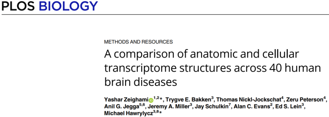 图片 Plos Biology | 40种人类常见脑部疾病转录组学分析,提供基于分子的疾病分类和比较新策略_数据