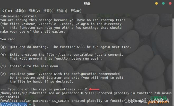 ubuntu_第一次切换zsh时的选项