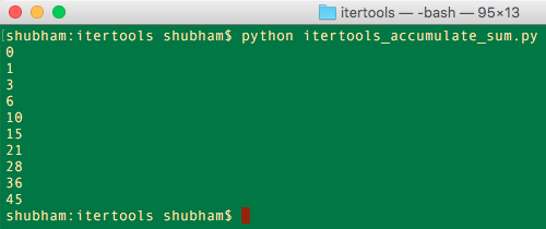 python itertools accumulate sum