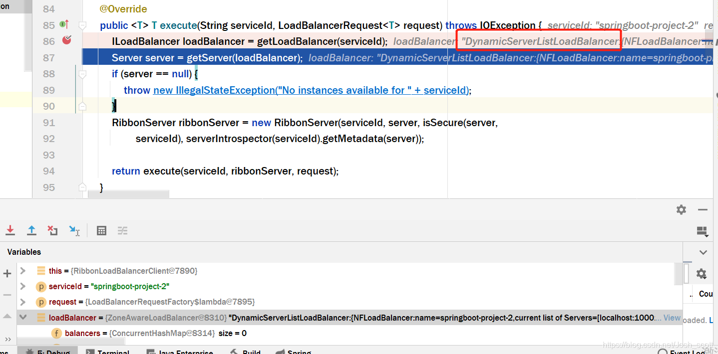 DynamicServerListLoadBalancer
