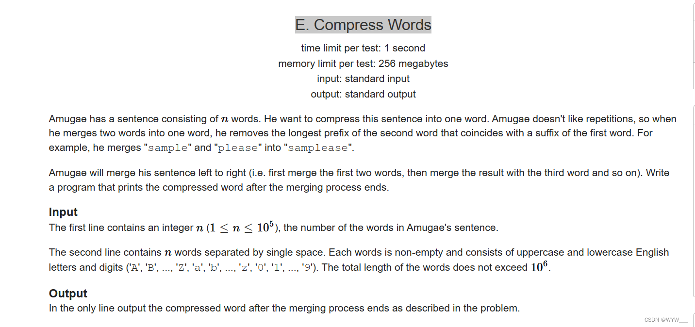 Compression Word Sample E. Compress Words(KMP模板题)-CSDN博客