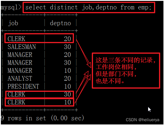 关于distinct——去除重复记录
