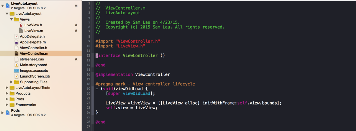 Setup root view in ViewController.png