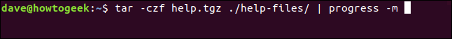 tar -czf help.tgz ./help-files/ | progress -m in a terminal window