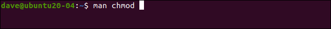 Running "man chmod" in a Bash terminal.