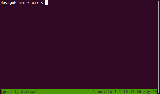 A tmux session with the name "geek-1" on the left side of the status bar.