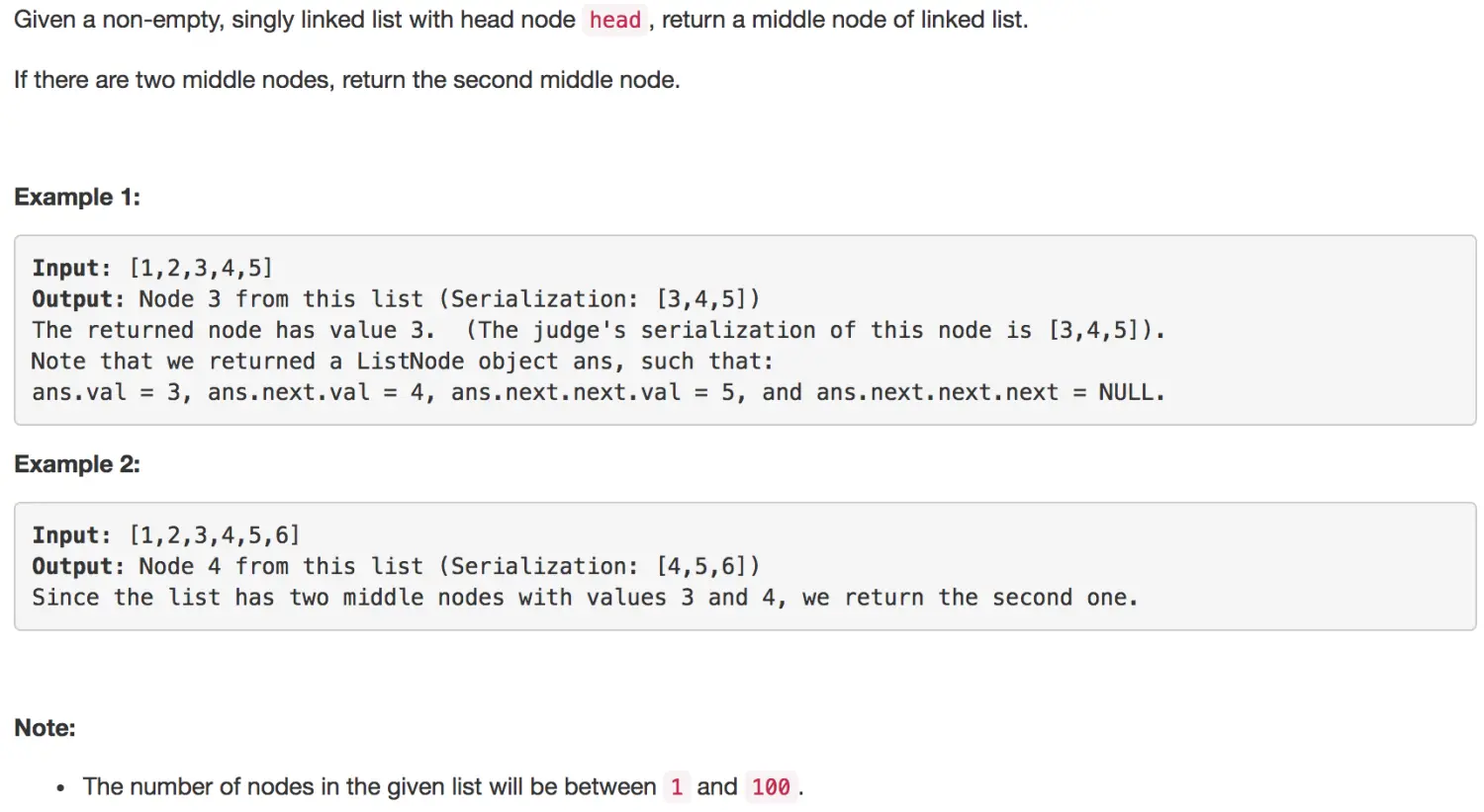 Middle of the Linked List