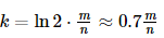 k=ln2⋅mn≈0.7mn