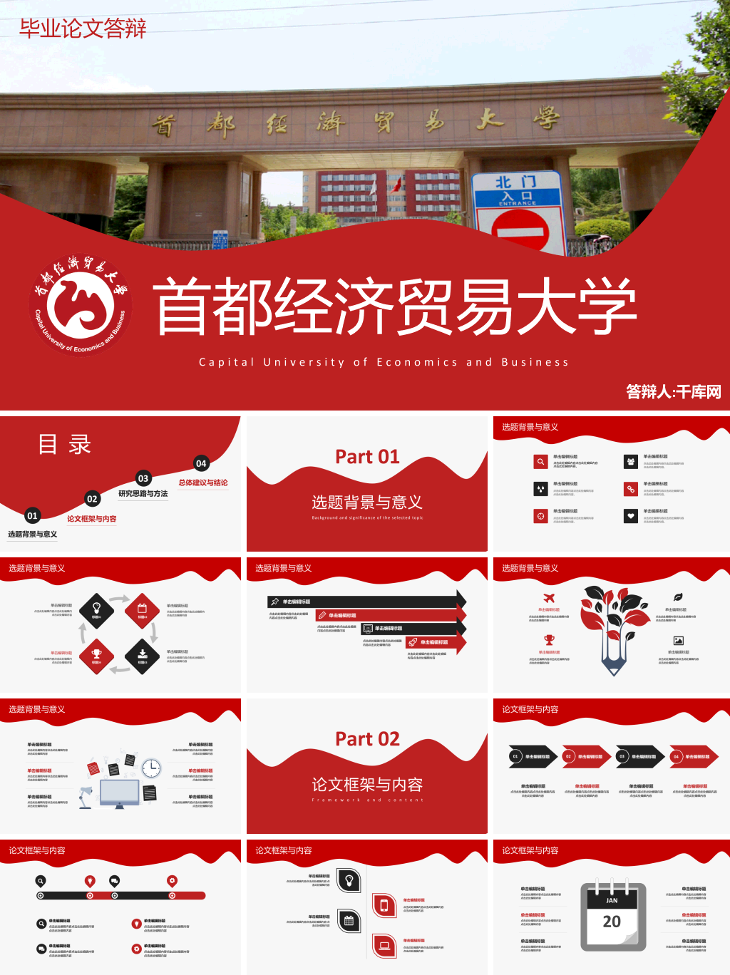 首都经济贸易大学本科毕业论文答辩PPT