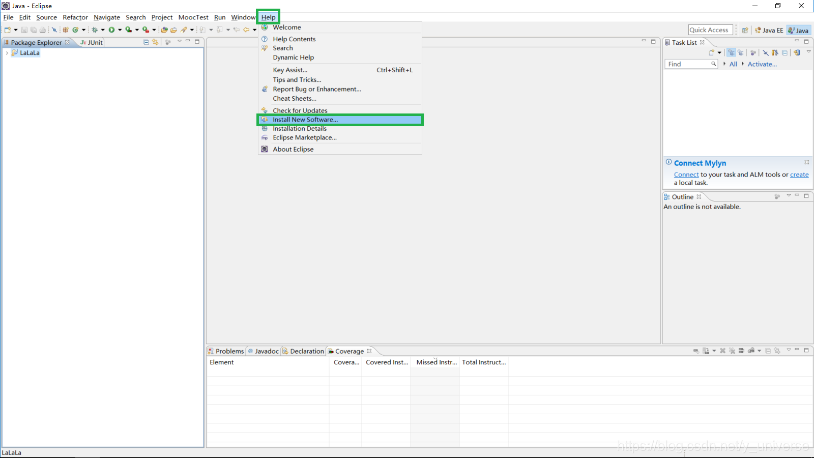 从Eclipse菜单中选择Help → Install New Software