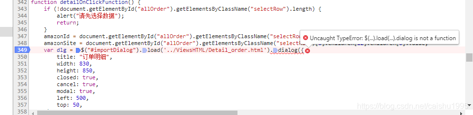 $().load().dialog is not a function
