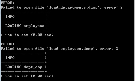 Mysql导入SQL数据库提示Failed <wbr>to <wbr>open <wbr>file <wbr>'load_departments.dump'