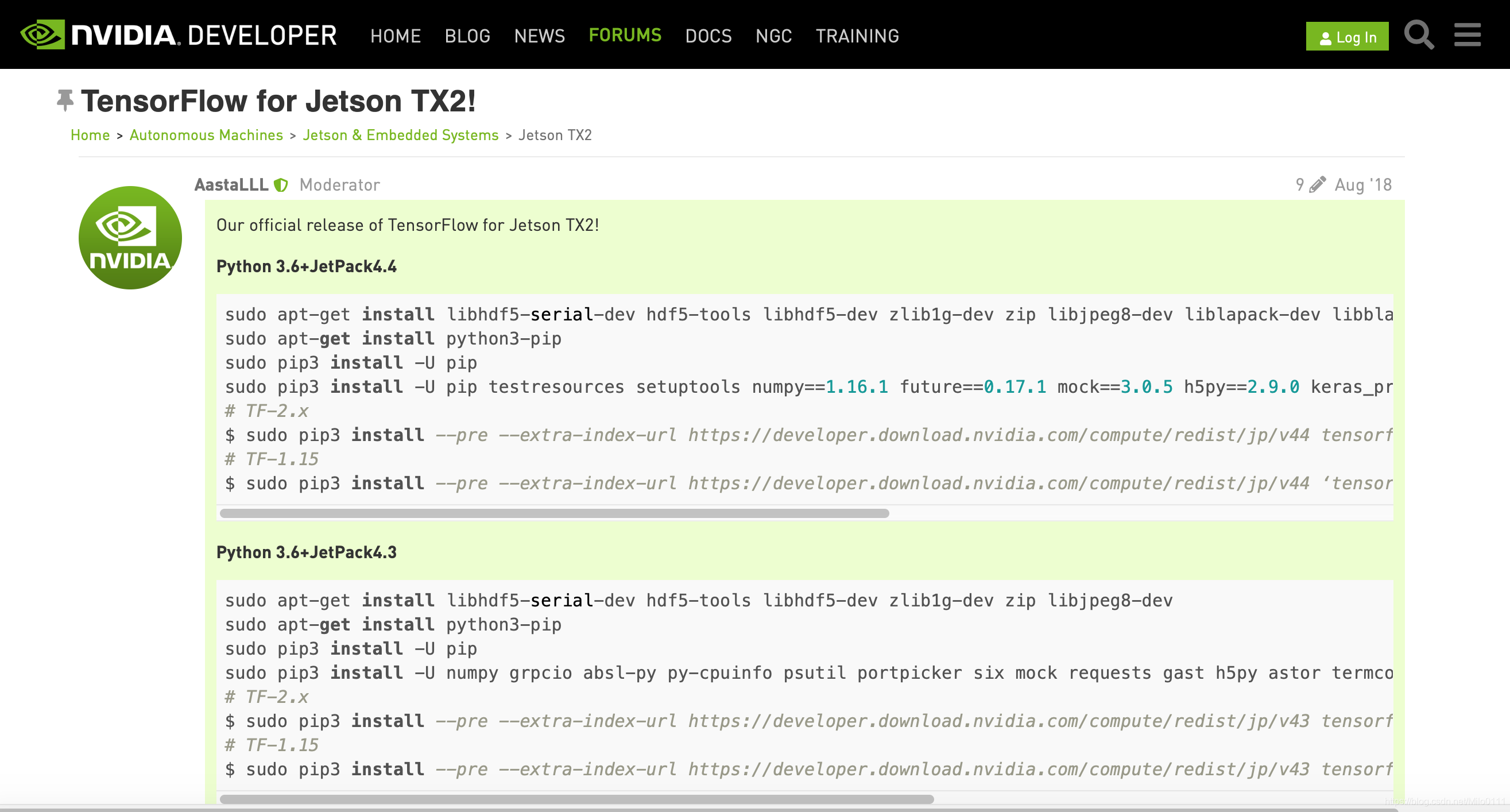 TensorFlow for Jetson TX2!