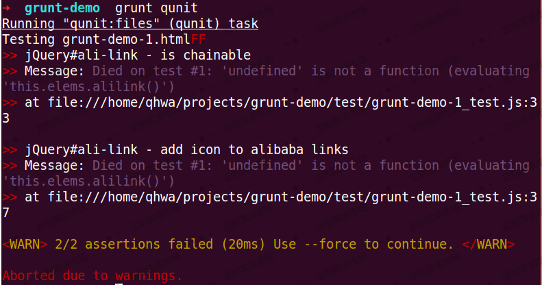grunt qunit first run