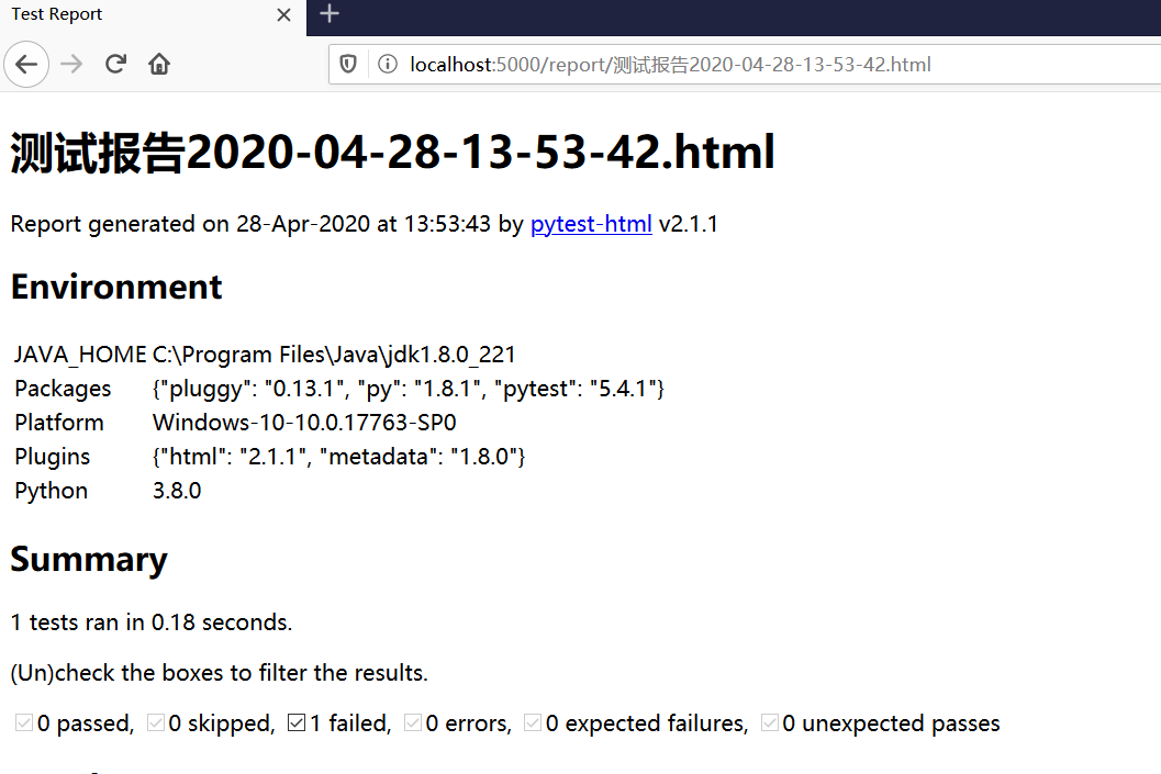 flask check test report
