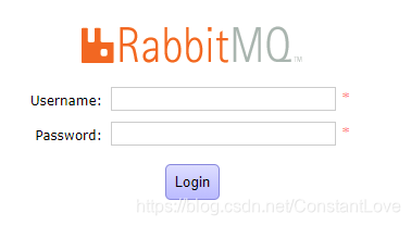 RabbitMQ login page
