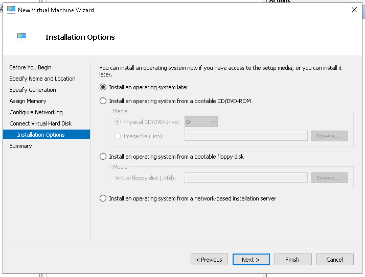 Select Installation Media/ISO For VM In Hyper-V