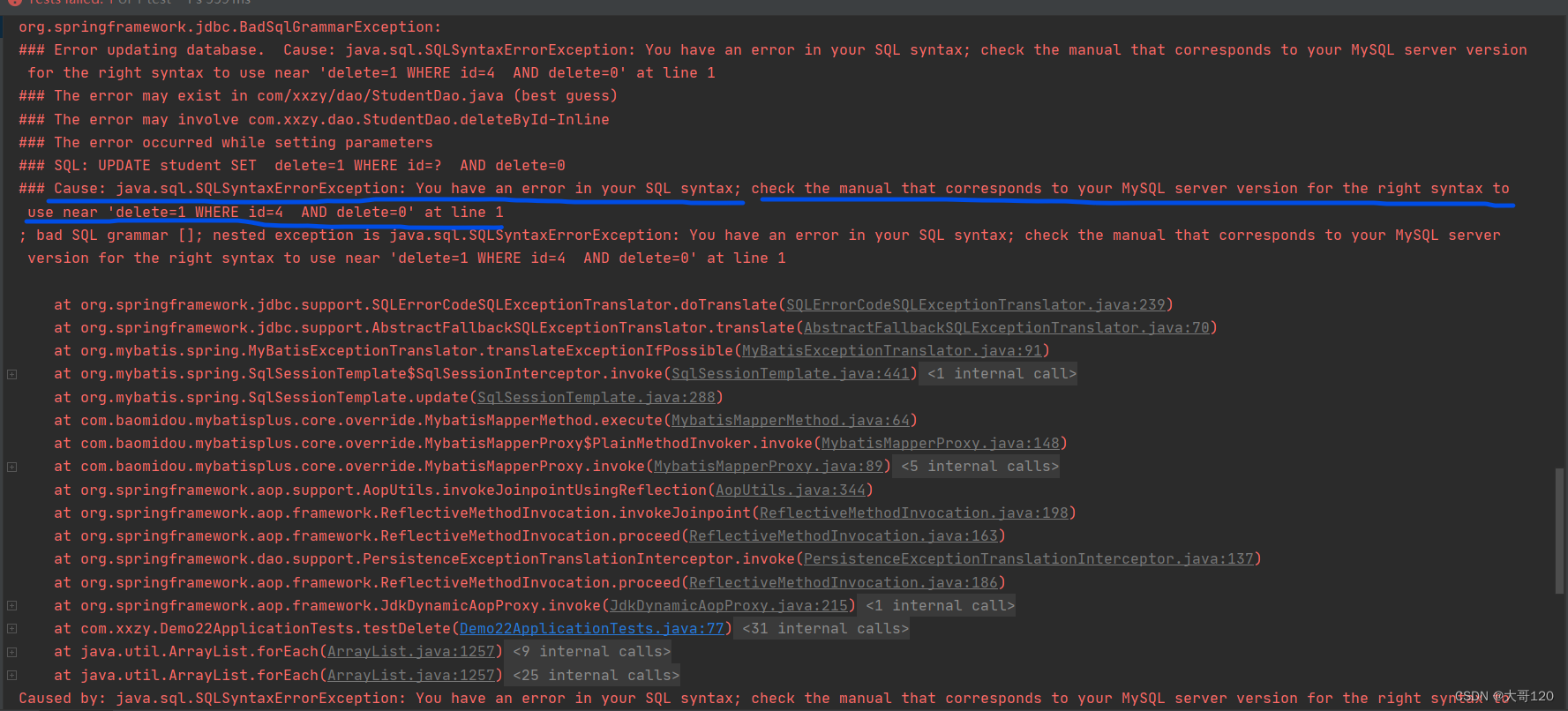 org.springframework.jdbc.BadSqlGrammarException: ### Error updating ...