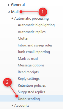 The "Undo Sending" option