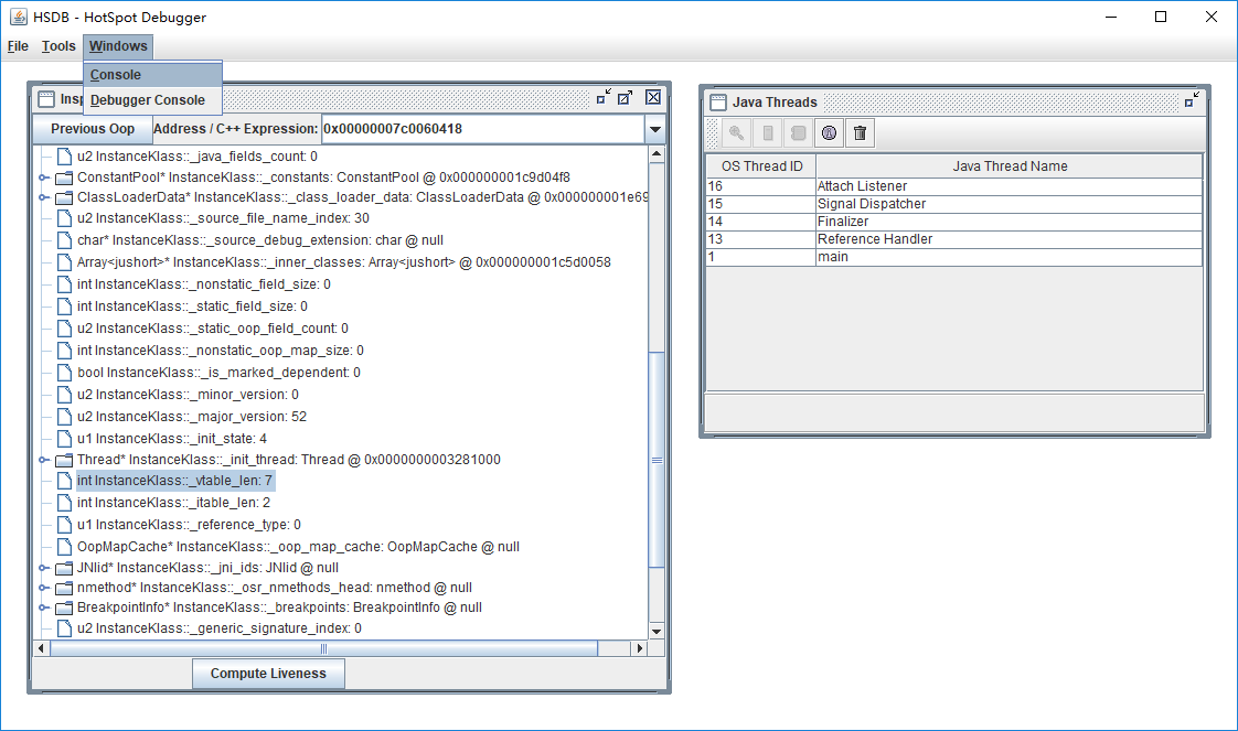 选择 Windows -> Console