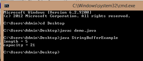 StringBuffer length() and capacity() Methods