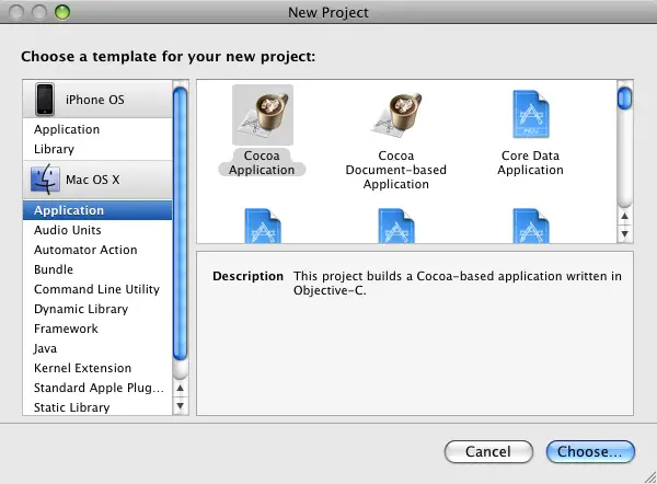 Creating a new Xcode project