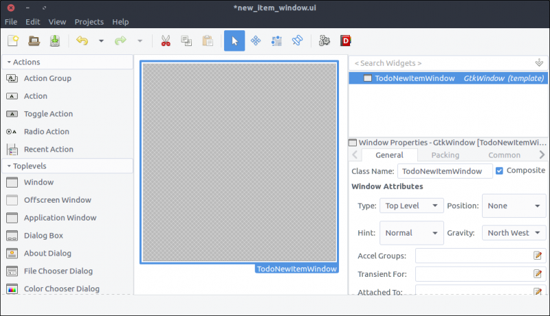 GTK+ ToDo new item window empty