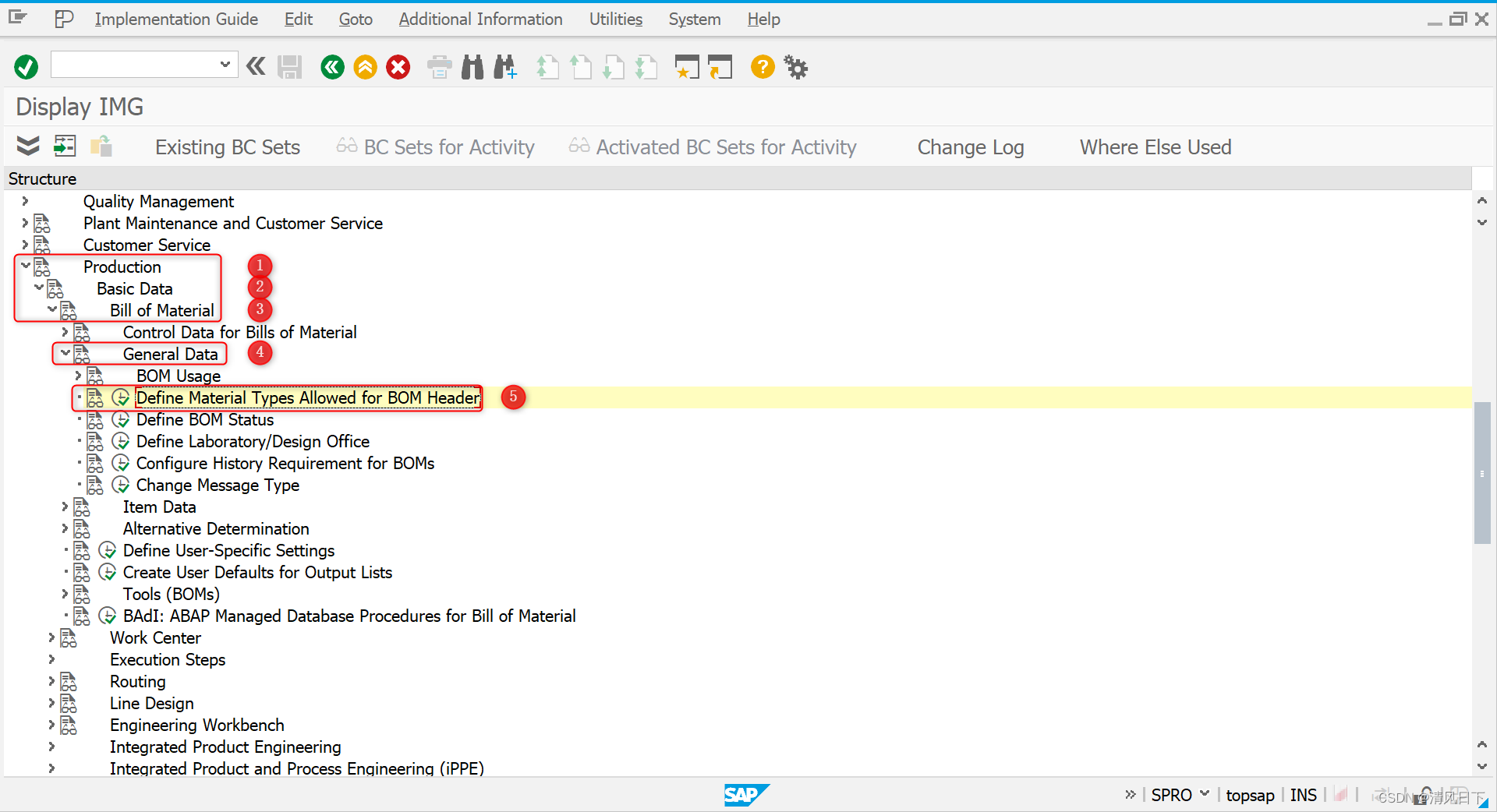 PP配置-生产主数据-BOM相关-BOM项目状态缺省值(OS21-Define Material Types Allowed for BOM ...