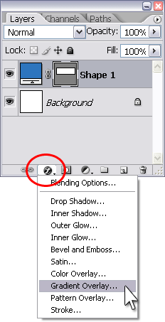 Figure 3. Adding a gradient overlay to the rectangle