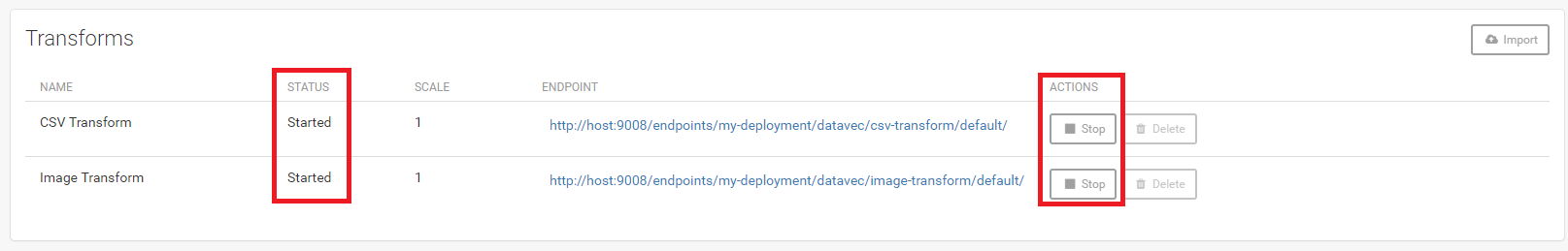Transform processes started