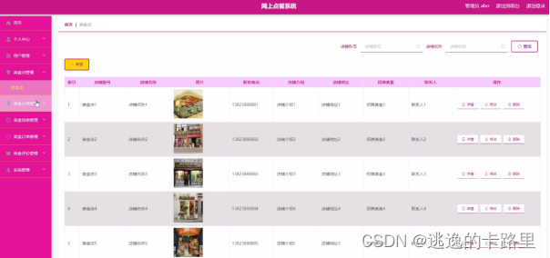 图5-6美食店管理界面图