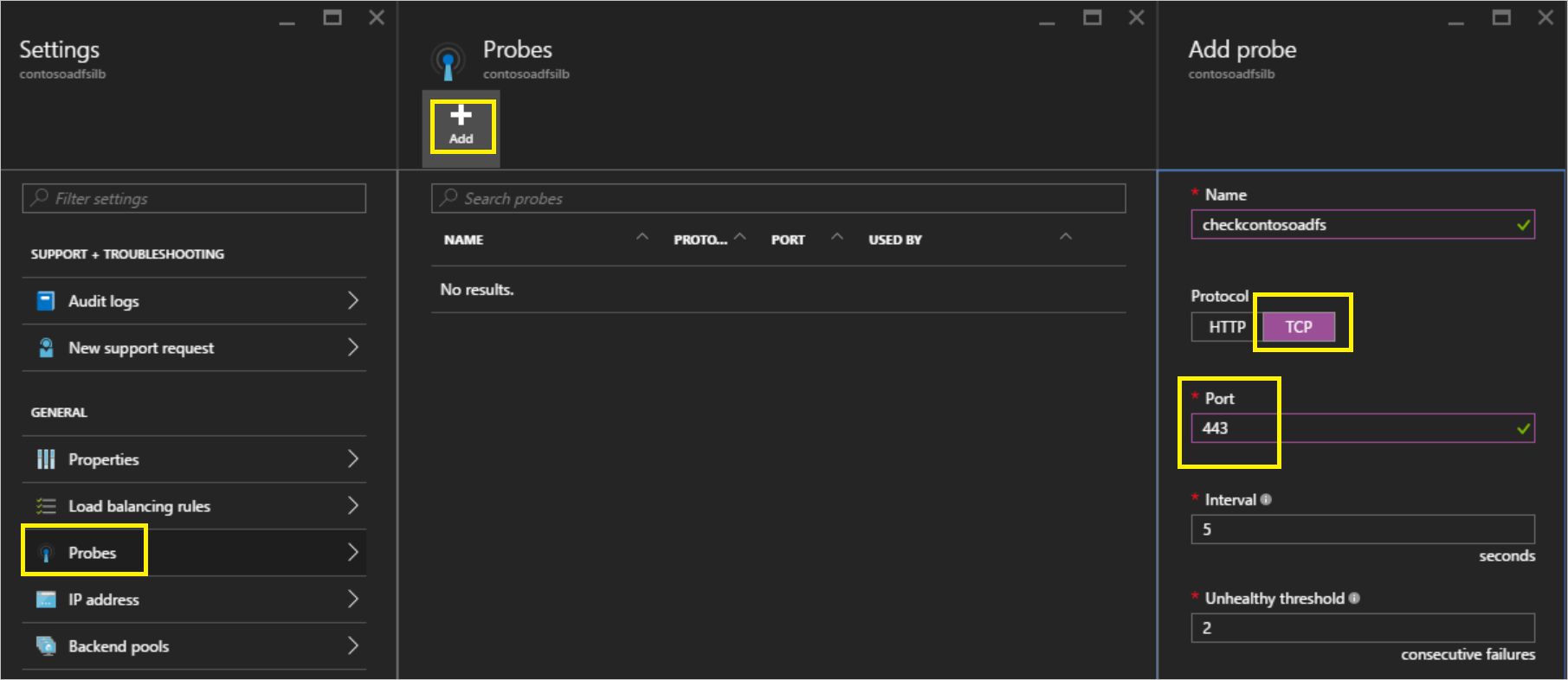 Configure ILB probe