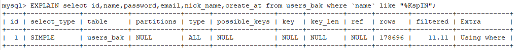 explain sql分析