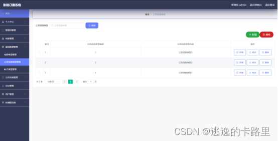 图5.4 公告类型列表页面