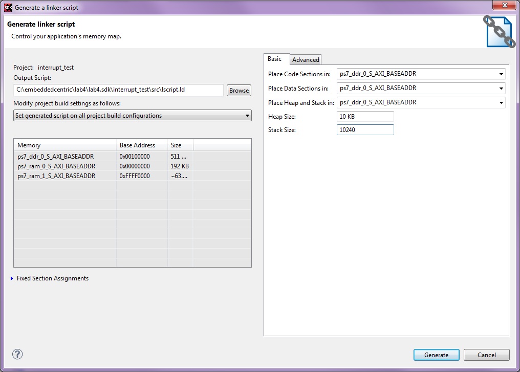 Generate a linker script