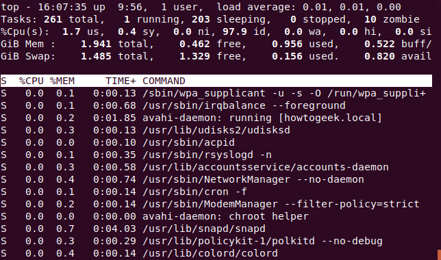 top showing the full command line in the command column, in a terminal window.