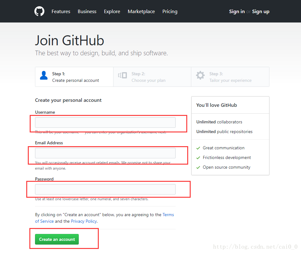 注册GitHub.com的账号