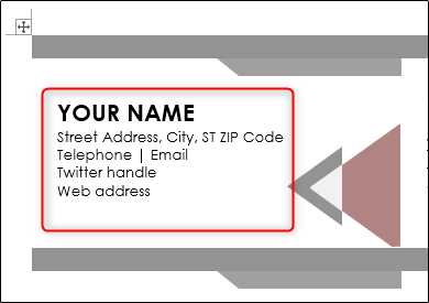 Enter information in the business card template