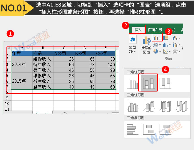 选中A1:E8区域