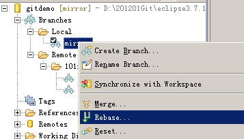 Eclipse上GIT插件EGIT使用手册之十一_Fetch和Rebase