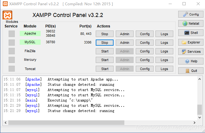 启动apache和mysql