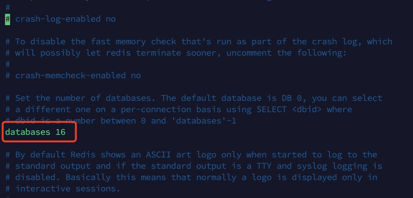 默认有16个数据库