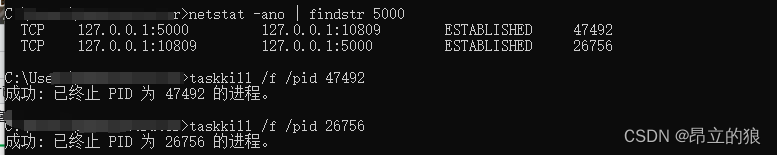 Windows系统Kill进程相关命令_etstat -ano | findstr 和 task kill 写成一行命令-CSDN博客