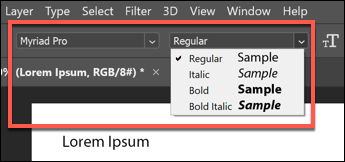 Select an emphasis option from the drop-down menu.