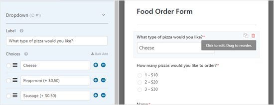 Editing a form field in WPForms